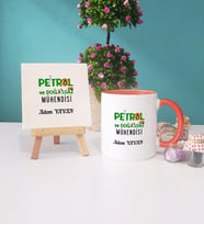 Petrol ve Doğalgaz Mühendisi Kupa Bardak Lacivert Dekoratif Taş Baskı (Model 6)