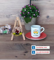 Öğretmenler Günü Hediyesi Türk Kahvesi Fincanı Ahşap Altlıklı ve Fotoğraflı Ahşap Anahtarlık Hediye (Model 8)