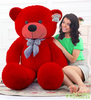 125 Cm Papyonlu Büyük Beyaz Ayıcık (%100 Yerli) (Kırmızı)