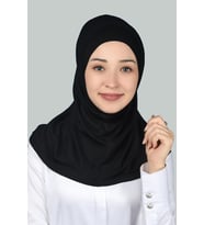 İkili Set Pratik Eşarp Hazır Türban ve Hijab Tesettür Bonesi (Siyah)