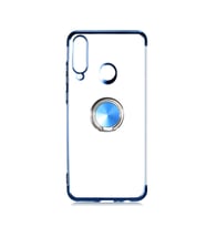 Huawei Y6P Kılıf Gess Kenarları Renkli Yüzük Aparatlı Kılıf (Mavi)