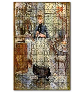 Cakapuzzle Yemek Odasında Genç Kız Yağlıboya Çizim Puzzle Yapboz MDF (Ahşap) (255 Parça)