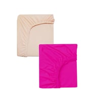 2 Adet 50 x 90 x 10 cm Anne Yanı Lastikli Penye Kumaş Bebek Çarşafı (Fuşya-Somon)
