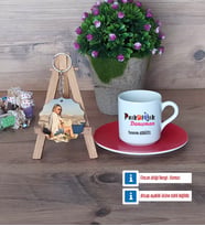 Psikolojik Danışman Türk Kahvesi Fincanı Ahşap Altlıklı ve Fotoğraflı Ahşap Anahtarlık Hediye Psikolojik Danışmana Hediye (Model 3)