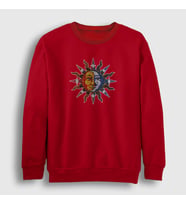 Presmono Unisex Beyaz Mosaic Sun Moon Güneş Ay Sweatshirt 408103tt (Kırmızı)