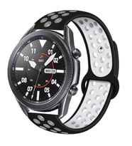 Amazfit GTR 47mm KRD-02 Suya Dayanıklı Delikli Renkli Silikon Kordon (Siyah - Beyaz)