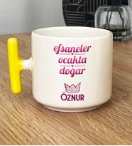 Kişiye Özel Kova Oğlak Burcu Hediye T Kupa Bardak Doğum Günü Hediyesi (Sarı)