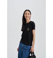 Smart Devil Kadın Nakış T-Shirt (Siyah)