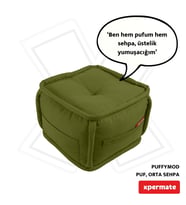 XPERMATE PuffyMod Dekoratif Kare Puf Orta Sehpa Ayak Uzatma Puf 40x40 cm (Yeşil)