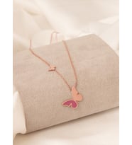 MİNELİ İKİLİ KELEBEK KOLYE (Rose)