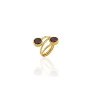 Kadir Jewellery 22 Ayar Altın Kaplama Zirkon Taşlı Ayarlanabilir Renkli Taşlı Yüzük (Bordo)