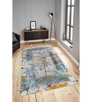 Dijital Baskılı Yıkanabilir Kaymaz Modern Renkli Salon Halısı Mutfak Halısı Yolluk ND-HY-1252 (Mavi)