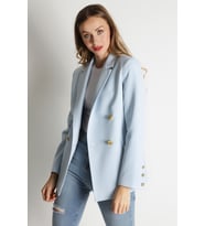 Kadın Gold Düğmeli Blazer Ceket (Mavi)