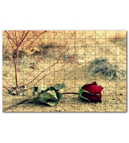 Cakapuzzle Kurak Toprak ve Solan Kırmızı Gül Puzzle Yapboz MDF (Ahşap) (255 Parça)