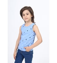 Toontoy Erkek Çocuk Baskılı Atlet (Mavi)