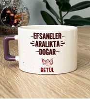 Kişiye Özel Efsaneler Aralıkta Doğar Hediye Lüks Fincan Doğum Günü Hediyesi (Mor)