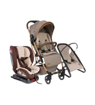 TommyBaby Opera 3 lü Set Kabin Bebek Arabası Oto Koltuk Anakucağı (Kahverengi)