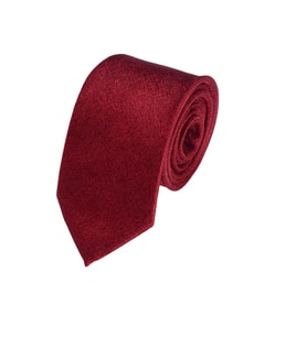 Cengiz İnler Kendinden Desenli Mendilli Mikrofiber Erkek Kravat (Kırmızı)