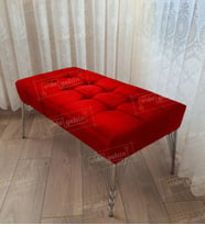 Modern Dilim Puf Ayakucu Puf Gümüş Metal Ayak (90*45) (Kırmızı)