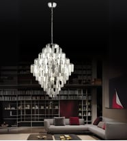 Daisy 70'Lik Taşlı Avize Salon Modern Oturma Odası Avize Yüksek Tavan (Krom)
