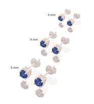 Safir Renk Zirkon Taşlı Tek Taş Model Üçlü Gümüş Küpe Set (Sarı)