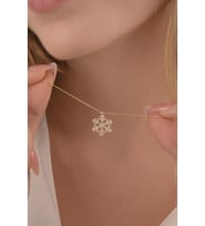 14 Ayar Altın Taşlı Kar Tanesi Kolye (Rose)