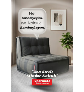 Xpermate Zen Sırtlı Minder Koltuk İskandinav Tarzı Ergonomik Yer Koltuğu Sırtlıklı Oturma Minderi 80X60 (Antrasit)