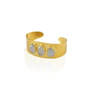 Kadir Jewellery 22 Ayar Altın Kaplama El İşçiliği Zirkon Taşlı Kadın Kelepçe Bilezik (Gri)