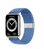 Sneezy Huawei Watch Fit 2 İle Uyumlu Metal Klips Solo Fiberlink Örgü Kordon (Açık Mavi)