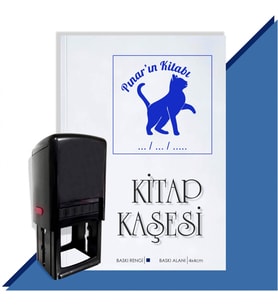 Kişiye Özel  Sevimli Kedi 5 Tarihli Kitap Kaşesi (Mavi)