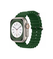 Apple Watch Ultra 49mm Uyumlu Ocean Kordon Silikon Kayış (Yeşil)