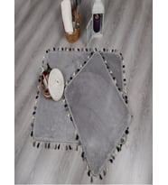 My Evilla Modern Dekoratif Multi Saçaklı Klozet Takımı 60x100 (Gri)