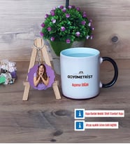 Odyometrist Kupa Bardak Beyaz ve Fotoğraflı Ahşap Anahtarlık Hediye (Model 9)