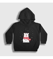 Presmono Unisex Çocuk Kırmızı Polar Bear Kutup Ayısı Yılbaşı Kapüşonlu Sweatshirt 270668tt (Siyah)