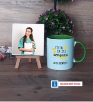 En İyi Hemşire Fotoğraflı Dekoratif Taş, Kupa Bardak Beyaz Hediye (Model 14)