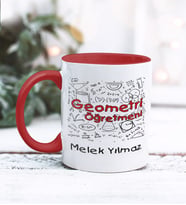 Geometri Öğretmeni Tasarımlı Kişiye Özel Kupa Bardak (Kırmızı)