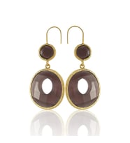 Kadir Jewellery 22 Ayar Altın Kaplama Kadın Taşlı Küpe -El İşçiliği Ve Hipoalerjenik Küpe (Bordo)