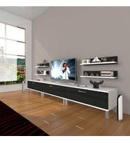 Decoraktiv Eko 270R Slm Krom Ayaklı Tv Ünitesi Tv Sehpası (Siyah - Beyaz)