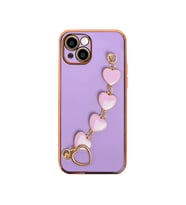 Ally iPhone 13 Mini 5.4inç Kılıf Kalp Bileklik Tutuculu Lüx Silikon Askılı Kılıf (Mor)