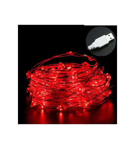 HİDZ Tel Led Işık 5 Metre Usb Girişli (Kırmızı)