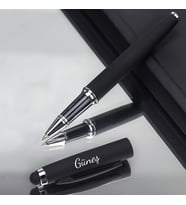 Gümüş Detaylı Mat Roller Kalem (Siyah)