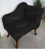 Yeni Model Ters Kol Tekli Köşe Koltuğu Josefin Bench Ceviz Ayak (Siyah)