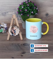Anneye Doğum Günü Hediyesi Kupa Bardak Beyaz ve Fotoğraflı Ahşap Anahtarlık Hediye (Model 7)