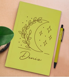 BK Gift Kişiye Özel İsimli Sarı Sert Kapaklı Defter ve Tükenmez Kalem Seti, Arkadaşa Hediye, Yeni İş Hediyesi, Doğum Günü Hediyesi (Model 5)