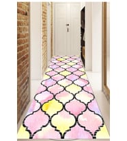 Dijital Baskılı Kaymaz Taban Yıkanabilir Modern Yolluk Ve Koridor Halısı NDU-HS-214 (Pembe)