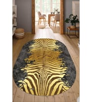 Dijital Baskılı Kaymaz Taban Yıkanabilir Oval Salon Halısı Mutfak Halısı Yolluk NDO-HT-1101 (Gold)