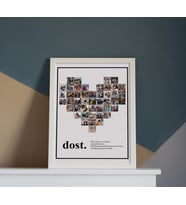DOST YAZILI KALP KOLAJ ÇERÇEVE (RENKLİ) (Beyaz)
