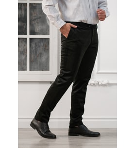 Apartro Regular Fit İnce Fitilli Boru Paça Yan Cep Kalın Kumaş Kadife Pantolon (Siyah)