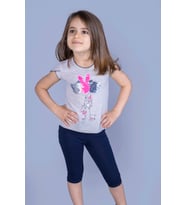 Toontoy Kız Çocuk Çevirmeli Pullu Takım ( Gri-Melanj)