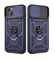 Apple iPhone 13 Uyumlu Kızaklı Kamera Korumalı Tank Kılıf (Lacivert)